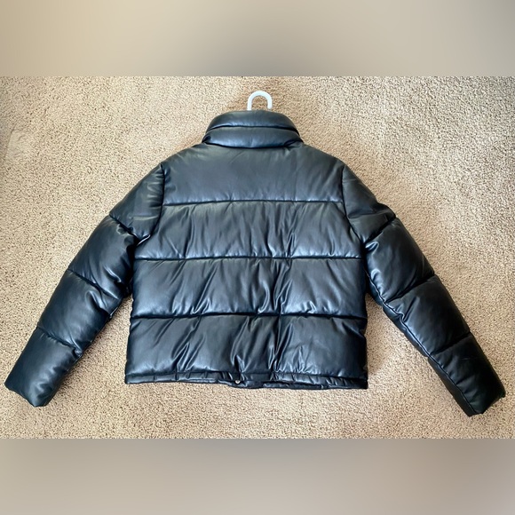 Dex Faux Leather Black Mini Puffer Jacket NWOT - Picture 6 of 11